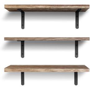 Wooden Floating Shelves Set of 6,Wall Shelves for Storage Display and Organization Farmhouse Shelf for Bedroom, Bathroom,Living Room and Kitchen