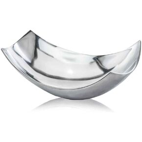 Modern Day Accents 3531 Cucha Large Scoop Silver Bowl, Shiny, Aluminum, Tabletop, Accent Piece, Centerpiece, Fruit Bowl, Fruit Holder, Potpourri Bowl Home Office or Room Decor 17.25"L x 9.75"W x 5.5"H