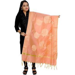شالات ولفائف الباشمينا من القطن والحرير Zari Work Banarasi Dupatta لفساتين السهرة (014)