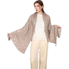 30% Mongolian Cashmere 70% Australian Merino Wool Scarves Extra Large Pashmina Wrap Shawl Stole Brown Leaf/leaves Solid with Gift Box