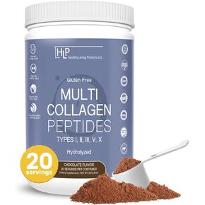 Healthy Living Proteins | Multi Hydrolyzed Collagen Peptides Type I, II, III, V, & X | Grass Fed Bovine, Wild Caught Marine, Free Range Chicken | Gluten Free (Unflavored, 1 Pound (Pack of 1))
