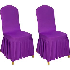 2pcs Chair Covers Stretch Parsons Skirt, Durable Washable Universal Chair Slipcover, Super Fit Spandex Chair Seat Protector Cover for Hotel, Ceremony, Home(Red)