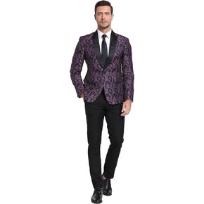 Men's Floral Embroidered Tuxedo Suit Jacket Luxury Paisley Wedding Blazer Dinner Suit for Men with Free Bowtie