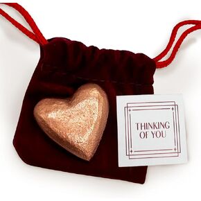 Gold Heart Love Token Keepsake Lucky Charm - Pocket Get Well Soon, Thinking of You, Good Luck, Miss You Pendant - Cheer up, Comfort, Sympathy for Family, Friends, Men and Women