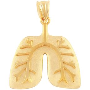 14k Yellow Gold Human Lungs Anatomy Charm Pendant