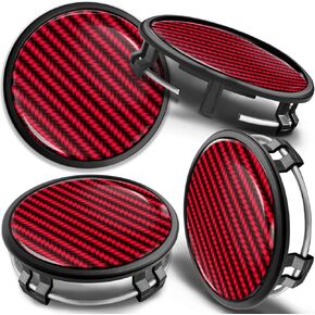 Set of 4 x 75mm Wheel Centre Caps Compatible with Mercedes Benz B66470207 / B66470200 Black Carbon Red CM 13