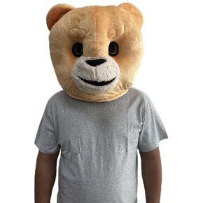 Plush Teddy Costume Bear Animal Mask Mascot Head Costume Halloween Outfit