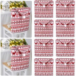 Newwiee 8 Pcs Christmas Chair Covers Set Santa Claus Hat Slipcover Snowflakes Elk Christmas Dining Chair Covers Red Xmas Chair Back Covers for Home, Kitchen, Dining Room Decor