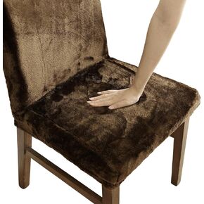 Stretch Plush Chair Covers for Dining Chairs - Soft Breathable Chair Slipcovers - Removable Washable Chair Covers (Chocolate, 2 PCS)