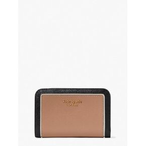 kate spade new york Women's Morgan Colorblocked Saffiano Leather Compact Wallet, Cafe Mocha Multi