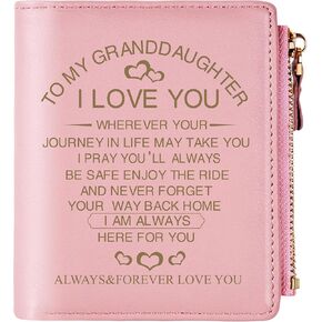 THTCSQ To My Daughter Gifts,Leather Wallet for Women,Personalized Engraved Wallet,Birthday Gift Graduation Back to School Christmas Gifts for Her (I love you Daughter)