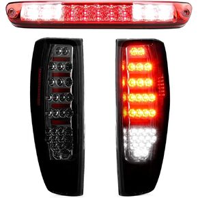 Tail Light + 3rd Brake Light Kit Fit for Chevy Colorado/GMC Canyon 2004-2012, Brake Taillight Cargo High Mount Stop Light, Smoke Lens