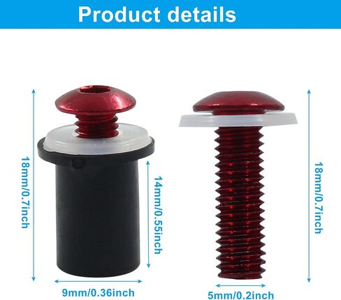 10 Pcs M5 Motorcycle Windshield Bolts Screws Kit, Aluminum Motorbike Windscreen Screw Bolts Nuts Fastener (Red) in Saudi Arabia