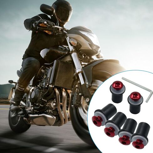 10 Pcs M5 Motorcycle Windshield Bolts Screws Kit, Aluminum Motorbike Windscreen Screw Bolts Nuts Fastener (Red) in Saudi Arabia