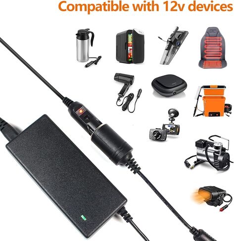 محول SOJOY AC 110-220 فولت إلى تيار مستمر 12 فولت 5 أمبير، مقبس ولاعة سجائر 2 دبوس مزود طاقة لمروحة السيارة ومنقي هواء السيارة وبطانية تسخين السيارة وأجهزة السيارة الأخرى in Kuwait