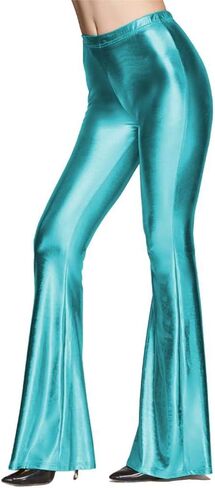 ODIZLI Womens Metallic Leather Slim Fit Bootcut Flared Palazzo Pant Bell-Bottom Trousers in Kuwait