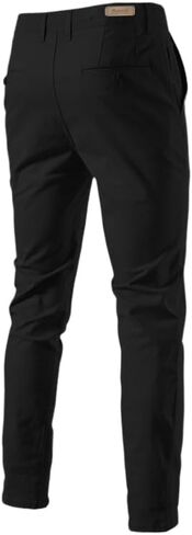 Mens Comfort Slim-fit Stretch Chino Pant Flat Front Solid Casual Pants in Saudi Arabia