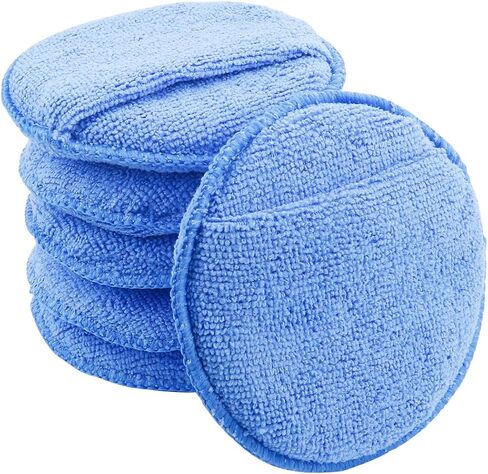 6 PCS 5 Inch Microfiber Wax Applicator Pad with Finger Pocket, Ultra-Soft Car Wax Applicator, Buffing and Detail Polishing Foam Pads for Car Truck Motorcycle Cleaning and Fine Polishing (Blue) in Saudi Arabia