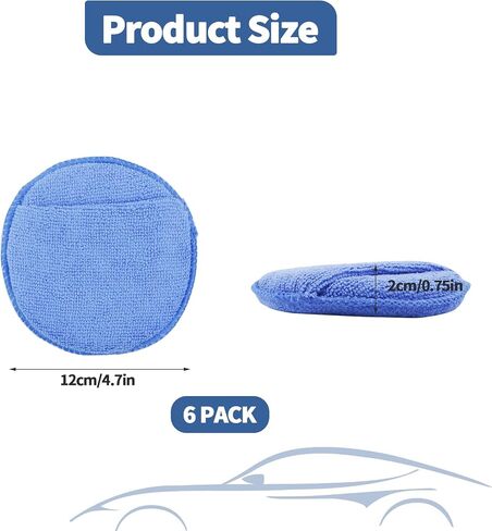 6 PCS 5 Inch Microfiber Wax Applicator Pad with Finger Pocket, Ultra-Soft Car Wax Applicator, Buffing and Detail Polishing Foam Pads for Car Truck Motorcycle Cleaning and Fine Polishing (Blue) in Saudi Arabia