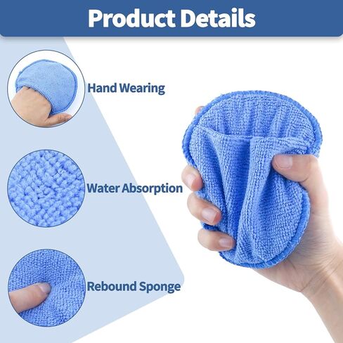 6 PCS 5 Inch Microfiber Wax Applicator Pad with Finger Pocket, Ultra-Soft Car Wax Applicator, Buffing and Detail Polishing Foam Pads for Car Truck Motorcycle Cleaning and Fine Polishing (Blue) in Saudi Arabia