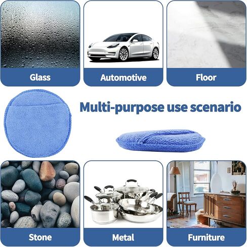 6 PCS 5 Inch Microfiber Wax Applicator Pad with Finger Pocket, Ultra-Soft Car Wax Applicator, Buffing and Detail Polishing Foam Pads for Car Truck Motorcycle Cleaning and Fine Polishing (Blue) in Saudi Arabia