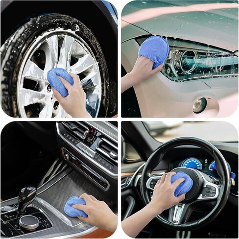 6 PCS 5 Inch Microfiber Wax Applicator Pad with Finger Pocket, Ultra-Soft Car Wax Applicator, Buffing and Detail Polishing Foam Pads for Car Truck Motorcycle Cleaning and Fine Polishing (Blue) in Saudi Arabia