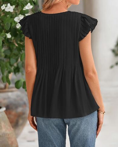 BTFBM Women Summer Casual Shirt 2025 Resort Outfits Ruffle Cap Sleeve Front Bow Tie Tops Loose Flowy Beach Blouse Shirts in Saudi Arabia