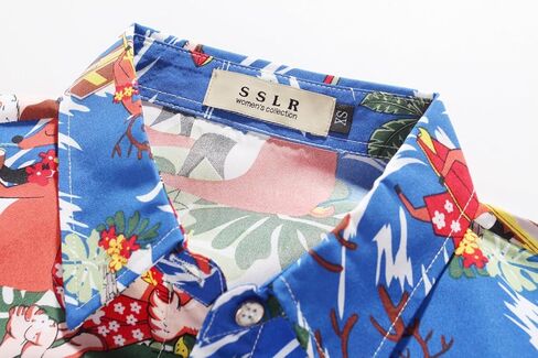 SSLR Womens Button Down Shirts Santa Claus Short Sleeve Blouse Hawaiian Christmas Shirts for Women in Kuwait