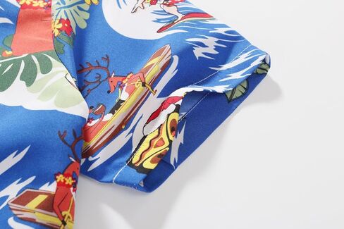 SSLR Womens Button Down Shirts Santa Claus Short Sleeve Blouse Hawaiian Christmas Shirts for Women in Kuwait