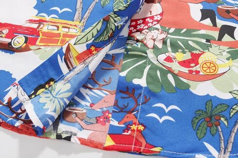 SSLR Womens Button Down Shirts Santa Claus Short Sleeve Blouse Hawaiian Christmas Shirts for Women in Kuwait