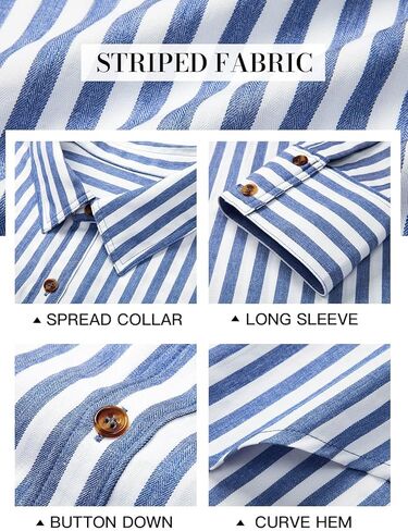 Cicy Bell Womens Oversized Striped Button Down Shirts Boyfriend Long Sleeve Collared Work Blouses in Kuwait