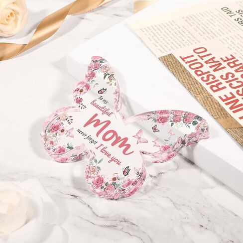 Eletorot Gifts for Mom from Daughter: Unique Mom Birthday Gifts, Butterfly-Shaped Acrylic Keepsake Mom Gifts from Daughter Son, 5x3.8 inch Mothers Day Christmas Gifts for Mom in Saudi Arabia
