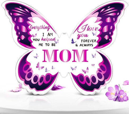 Eletorot Gifts for Mom from Daughter: Unique Mom Birthday Gifts, Butterfly-Shaped Acrylic Keepsake Mom Gifts from Daughter Son, 5x3.8 inch Mothers Day Christmas Gifts for Mom in Saudi Arabia