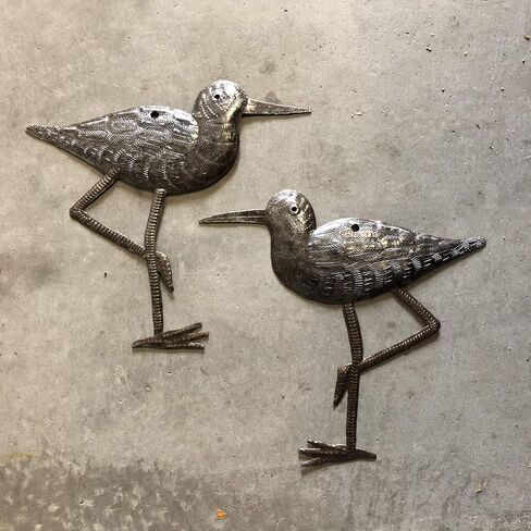 طيور ساندبيبر الساحلية، طيور البحر الزينة البحرية، فن ديكور منزلي، تعليق على الحائط مستوحى من الطبيعة، تمثال صغير، مصنوع يدويًا في هايتي، 4، كبير وصغير، 8.5 بوصة. × 9 بوصة، 6.5 بوصة. × 6.5 بوصة. in Kuwait