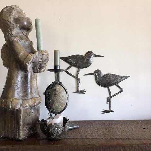 طيور ساندبيبر الساحلية، طيور البحر الزينة البحرية، فن ديكور منزلي، تعليق على الحائط مستوحى من الطبيعة، تمثال صغير، مصنوع يدويًا في هايتي، 4، كبير وصغير، 8.5 بوصة. × 9 بوصة، 6.5 بوصة. × 6.5 بوصة. in Kuwait