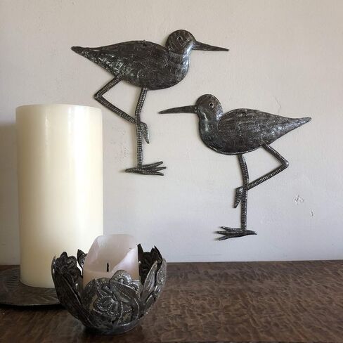 طيور ساندبيبر الساحلية، طيور البحر الزينة البحرية، فن ديكور منزلي، تعليق على الحائط مستوحى من الطبيعة، تمثال صغير، مصنوع يدويًا في هايتي، 4، كبير وصغير، 8.5 بوصة. × 9 بوصة، 6.5 بوصة. × 6.5 بوصة. in Kuwait