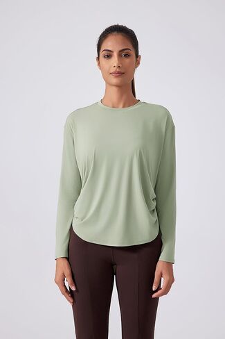 altiland Drawstring Side Ruched Long Sleeve Workout Shirts for Women, Buttery Soft Running Gym Athletic Yoga Tops Loose Fit in Kuwait