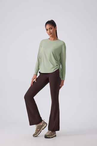 altiland Drawstring Side Ruched Long Sleeve Workout Shirts for Women, Buttery Soft Running Gym Athletic Yoga Tops Loose Fit in Kuwait