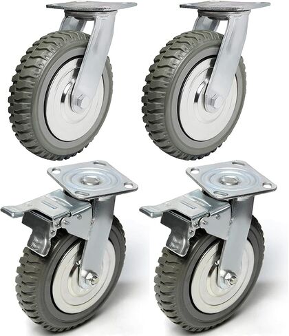 6 Inch Caster Wheels Heavy Duty Polyurethane Offroad Casters Set of 4 Swivel Plate Caster with 2 Brake Industrial Locking Wheels, Load Bearing 1653lbs in Saudi Arabia