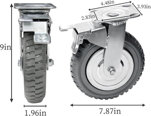 6 Inch Caster Wheels Heavy Duty Polyurethane Offroad Casters Set of 4 Swivel Plate Caster with 2 Brake Industrial Locking Wheels, Load Bearing 1653lbs in Saudi Arabia