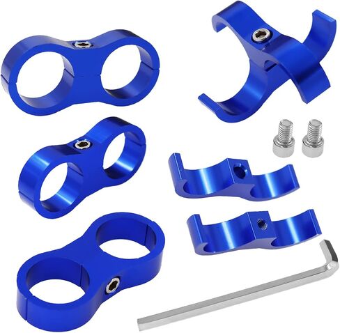 AN12 Hose Separator Clamp Fuel line Mounting Clamps, TTZEZE Aluminum Hose Fitting Adapter with Wrench, Suitable for Oil Line Brake Line Water Pipe and Gas Line Blue 4 Pack in Kuwait