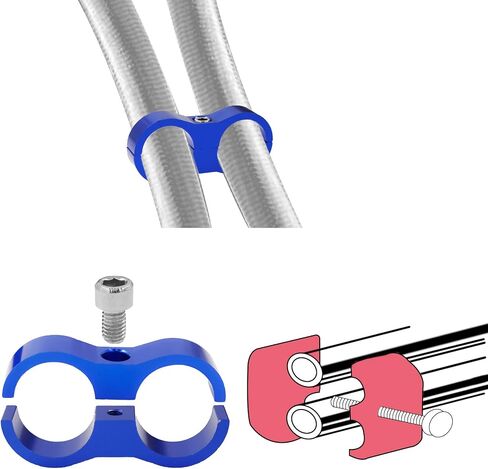 AN12 Hose Separator Clamp Fuel line Mounting Clamps, TTZEZE Aluminum Hose Fitting Adapter with Wrench, Suitable for Oil Line Brake Line Water Pipe and Gas Line Blue 4 Pack in Kuwait