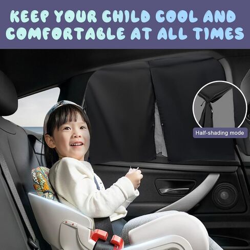 عبوتان من ظلال نافذة السيارة، ستارة نافذة جانبية للسيارة مغناطيسية قوية بطبقة مزدوجة للحماية من الحرارة/الأشعة فوق البنفسجية، غطاء نافذة مظلات السيارة للأطفال والرضع، ملحقات السيارة العالمية (أسود) in Kuwait