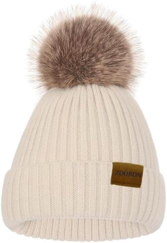 قبعات ZOORON Beanies للنساء في فصل الشتاء المحبوكة مع قبعة جمجمة دافئة من الفرو الصناعي in Kuwait