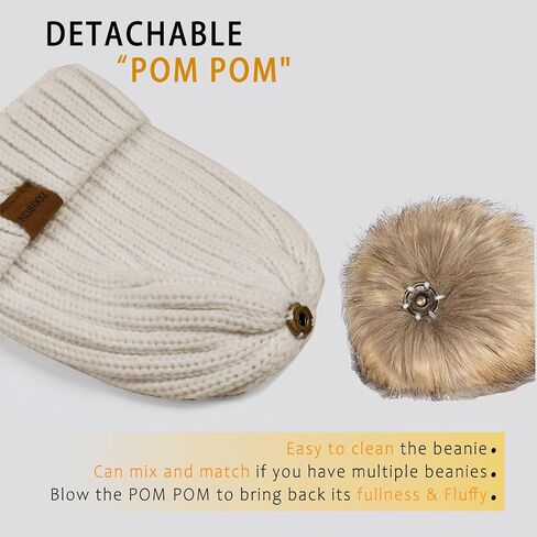 قبعات ZOORON Beanies للنساء في فصل الشتاء المحبوكة مع قبعة جمجمة دافئة من الفرو الصناعي in Kuwait