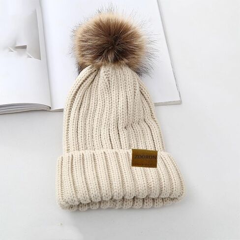 قبعات ZOORON Beanies للنساء في فصل الشتاء المحبوكة مع قبعة جمجمة دافئة من الفرو الصناعي in Kuwait