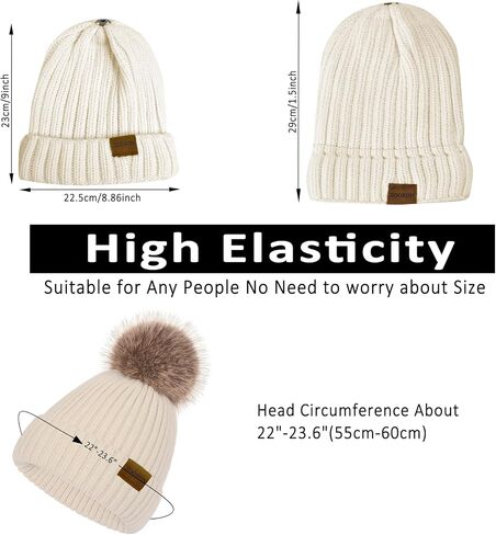 قبعات ZOORON Beanies للنساء في فصل الشتاء المحبوكة مع قبعة جمجمة دافئة من الفرو الصناعي in Kuwait