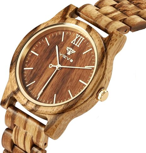 Wooden Watches for Men and Women, Natural Walnut/Olive Wood Japanese Quartz Chronograph, Adjustable Strap, Military Sports and Leisure in Kuwait