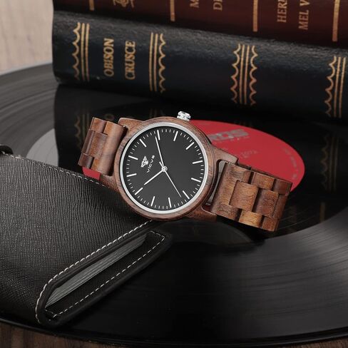 ساعات خشبية للرجال والنساء، كرونوغراف كوارتز ياباني من خشب الجوز/الزيتون الطبيعي، حزام قابل للتعديل، الرياضات العسكرية والترفيهية in Kuwait
