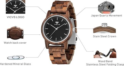 ساعات خشبية للرجال والنساء، كرونوغراف كوارتز ياباني من خشب الجوز/الزيتون الطبيعي، حزام قابل للتعديل، الرياضات العسكرية والترفيهية in Kuwait